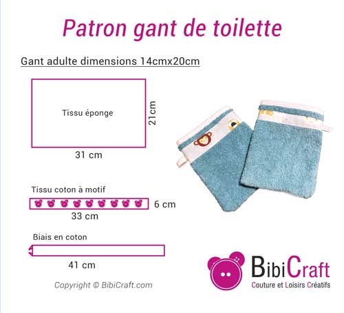 Patron gant de toilette