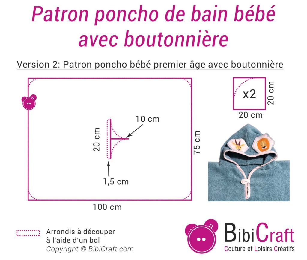 poncho bain pour bebe patron boutonniere